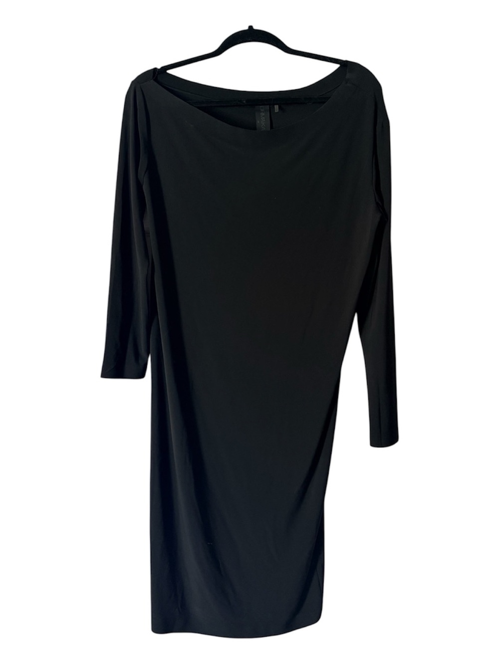 Norma Kamali Black Long Sleeve Boatneck Sheath Dress